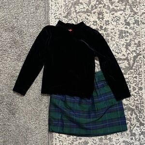 🖤Black Velvet Top and Plaid Skirt Set🖤